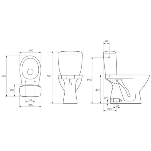 Domino – Ceramiczna stojąca WC 51513 odpływ pionowy