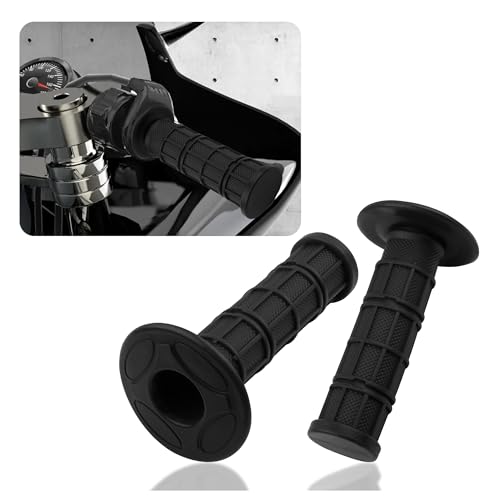 2 Stück Lenkergriffe Motorrad,Anti-Rutsch Gummi Motorrad Griffe mit 22mm Links & 24mm Rechts Kompatibel mit CRF KXF,Universal Moped Griffe Motorrad Zubehör für Frauen & Männer (Schwarz)