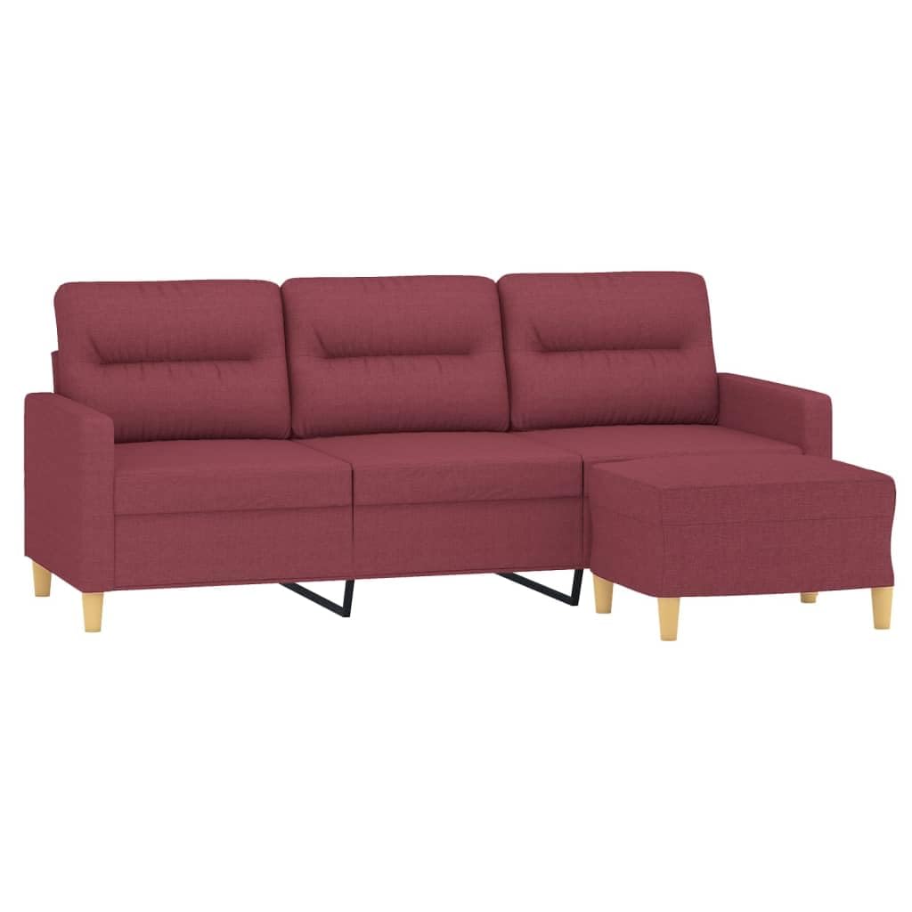 Générique Sofa 3-osobowa z tkaniny bordowo-czerwony 180 cm z podnóżkiem