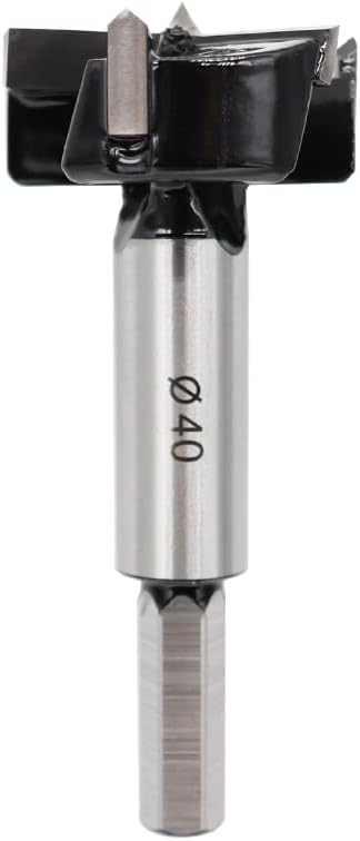 Forstner Drill Bits 40mm (1-9/16 inch) Tungsten Carbide Upgraded Version 3-Cutter Higher Hardness Wood Hole Saw Auger Opener Woodworking Drilling Tool Wood Cutter