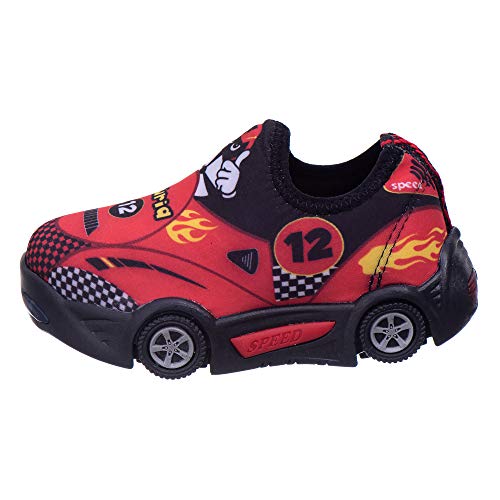 Tênis Infantil Masculino Bebê Carro Com LED Macio - AS166 Cor:Vermelho - Preto;Tamanho:22