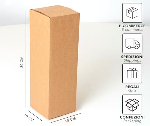 IPEA Flache Faltkartons für den Versand – Verschluss mit Klebebändern – 10 Stück – 24 x 16,5 x 4,5 cm – hergestellt in Italien – Mehrzweck-Box für E-Commerce, Bücher, Objekte, Veranstaltungen