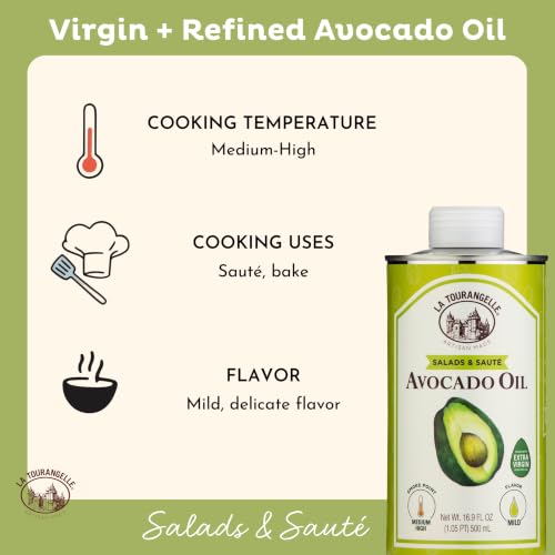 Image of La Tourangelle Salads & Saute Avocado Oil for Cooking, Hair, 16.9 Fl Oz (Pack of 12)
