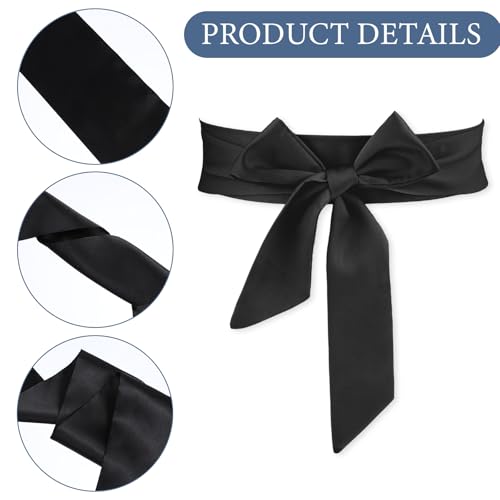 Larrel Scarf Belts for Women, Comfortable Breathable Tie Belts for Women Waist Belt for Bridal Wedding Bridesmaid Prom Formal Special Occasion Dresses Belt 3'' Wide (Black)3