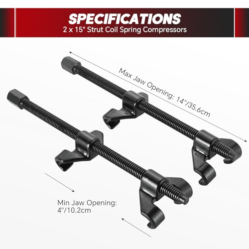 weyleity Sprężarka spiralna 35,6 cm | Zestaw narzędzi instalacyjnych Macpherson Heavy Duty Mount Sprężarka sprężynowa z 2 szczękami