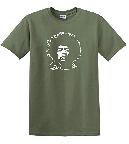 Jimi Hendrix Che Guevara Style Guitar Legend Rock Icon - Camiseta de algodón pesado, color verde militar, verde (Military Green), XL