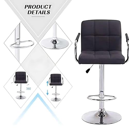 Image of Beeds Armagh Swivel High Counter Bar Stool with Armrest - Height Adjustable, Fabric Cushion, Chrome Base, Comfortable for Kitchen, Dining, Office, Pub