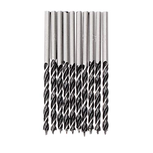 NUODITOS Bohrer 10Pcs Holzbearbeitung Werkzeug Spiralbohrer mit einem Mittelpunkt High Strength Bohrwerkzeug 3 mm Durchmesser Holzbohrer Cover