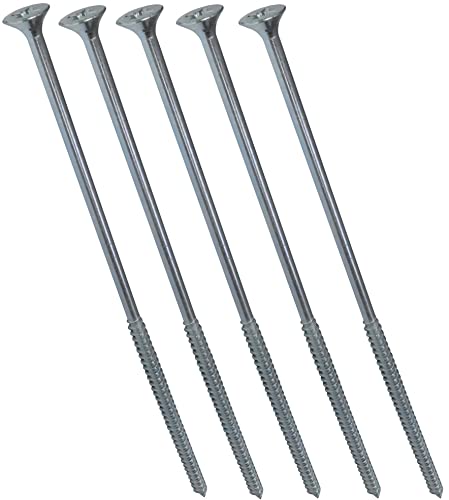 AERZETIX - C44856 - Lot de 5 - Vis à bois - Ø6x200mm - en acier zingué métal - tête fraisée - à empreinte cruciforme pozidriv - couleur argent