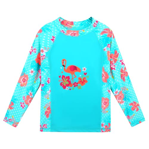 Image of BAOHULU Girls Rash Guard Swimsuit 2 Pieces Long Sleeve Bathing Suit UPF 50+ Quick Dry Beach Swimwear Size 3-14 Years