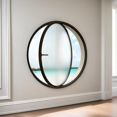Round Tempered Glass Shed Window Rotatable Ventilation Windows Aluminum Alloy Round Window with Tempered Glass Flush Mount Tempered Glass (White a)
