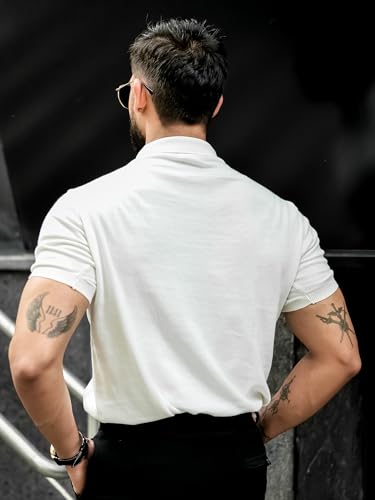 Image of Maniac || Mens || Solid Textured || Polo Neck || Half Sleeve || Cotton || Polo T-Shirt