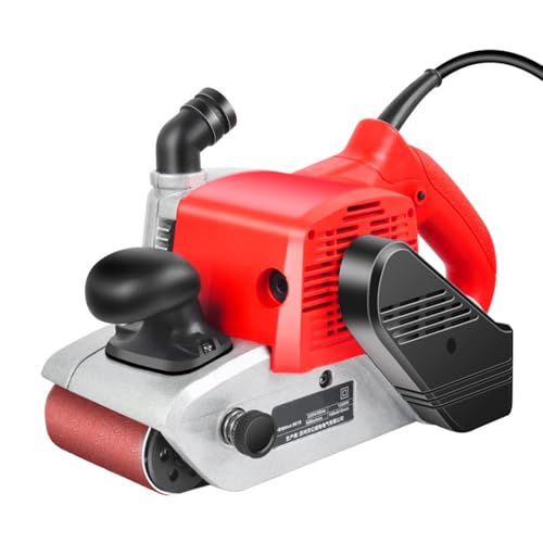 MiBoce 1200W Electric Belt Sander, Small Flat Sander, with Self-Locking Switch, Dust Bag, External Carbon Brush, Rotation Speed 500m/min, for Sanding Wood/Stone/Metal