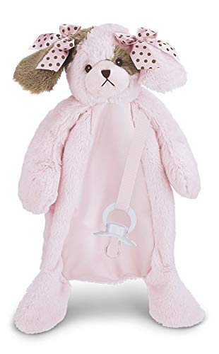 Image of Bearington Baby Wiggles Pacifier Pet, Pink Puppy Plush Stuffed Animal Lovie and Paci Holder, 15"