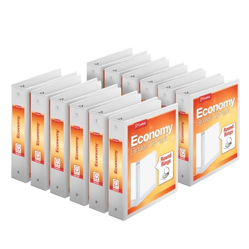 Cardinal Economy 3-Ring Binders, 2", Round Rings, Holds 475 Sheets, ClearVue Presentation View, Non-Stick, White, Carton of 12 (90641) by Cardinal - Used condition - US$23.35