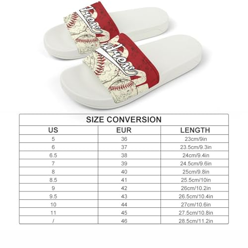 Custom Sports Slides Personalized Slippers - Baseball Sandals Quick Drying Softball Slippers Indoor Outdoor,Gifts for Men Youth Boy (White,Style 18)2