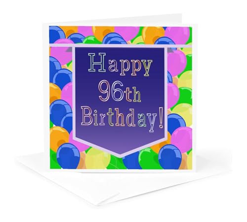 Balloons with Purple Banner Happy 96th Birthday - Greeting Card, 6 x...