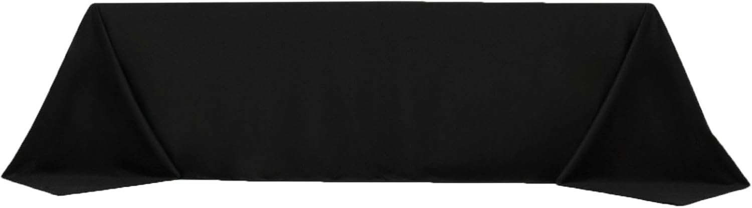 EfavormartFire Retardant 90"x156" Rectangle Scuba Polyester Tablecloth – Black, Wrinkle Free, Stain Resistant, Seamless Table Cover