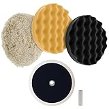 TCP Global Complete 3 Pad Buffing and Polishing Kit with 3-8' Pads; 2 Waffle Foam and 1 Wool Grip Pads and a 5/8' Threaded Polisher Grip Backing Plate