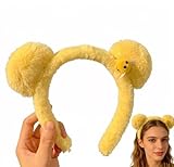AYZDJ Diadema de orejas de oso de peluche, diadema de oso de peluche amarillo esponjoso, accesorio para el pelo de orejas de animal, bonito tocado de disfraz para Halloween, fiesta de Navidad, cosplay