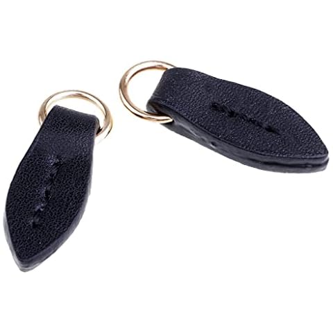 Milageto 1 Set Leaf Shape Zipper Heads Leather Zip Pendant Puller for Luggage Handbags, Black Cover