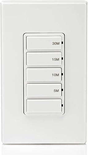 Miniatura 12 de Interruptor temporizador de cuenta regresiva para ventilador de baño y luces domésticas, 5-10-15-30 minutos, no requiere neutral, un solo polo, 15A,