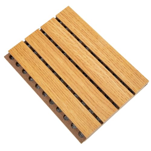 MAGICLULU Schallabsorbierende Holz akustikplatte Tiefbraun mit Nutdesign Schalldämmend Langlebig für Tonstudio Heimkino Büro und Wandmontage