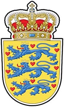 MAGNET Danish Coat Of Arms Denmark Flag Dnk Dk Magnetic Vinyl Car Fridge Sticks to any Metal Surface 5"