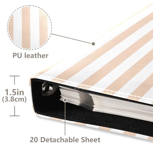 Álbum de Fotos Auto adhesivo DIY Scrapbook Beige Neutro con Rayas Blancas, Carpeta de 3 Anillos, 40 Páginas de 8x10 para Recuerdos miniatura 4