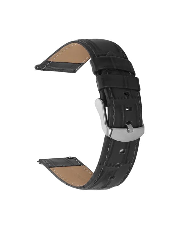 BIG SHOT Genuine Leather Watch Band Strap with Stainless Steel Buckle for Men and Women, Replacement Watch Straps, Leather Watch Strap 22mm (Toscana Black)