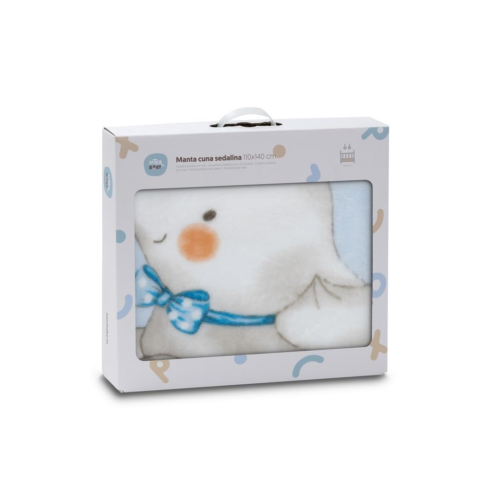 Interbaby - Manta para Cuna Bebé | Extrasuave de Sedalina Elefante Cometa, Cómoda, Cálida | Manta Bebé 110x140cm, Unisex, Para Cunas.