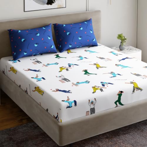 Image of Home Ecstasy 100% Cotton King Bedsheet with 2 Pillow Covers - (Size 87 x 108 inches, 200 TC, Colour - White)