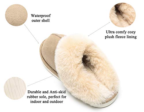 Epsion Womens Winter Warm Slipper Faux Fur Fluffy Slip-On House Slippers Suede Plush Lined/Anti-Skid Sole Indoor Outdoor4