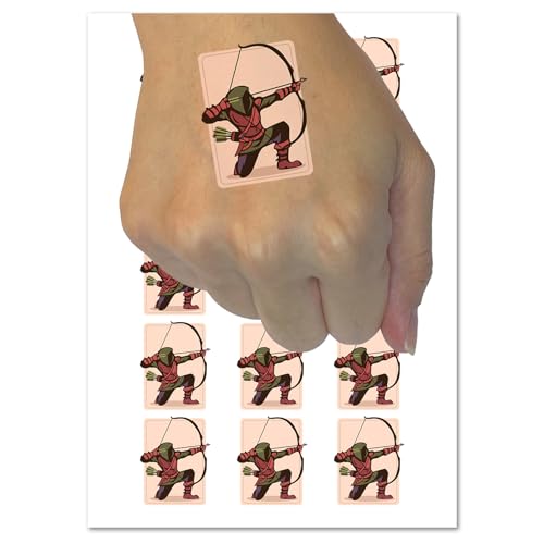 Archer Kneeling Bow Drawn Temporary Tattoo Set 54 Tattoos