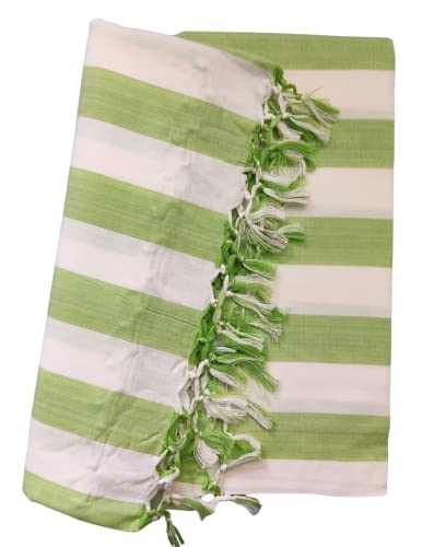Image of Arvore Bunkaar The Handloom Story 100% Organic Desi Cotton Soft Bhagalpuri Chadar /Summer Blanket /Khes /Top Sheet /AC Blanket (Striped, Green & Brown, 2, Bhagalpuri Chadar)