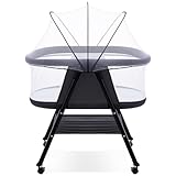 GYARING Baby bassinets,3 in1 Baby Crib, Sturdy, Portable & Easy to Assemble,Mosquito net and Portable Bag Included. (Black)