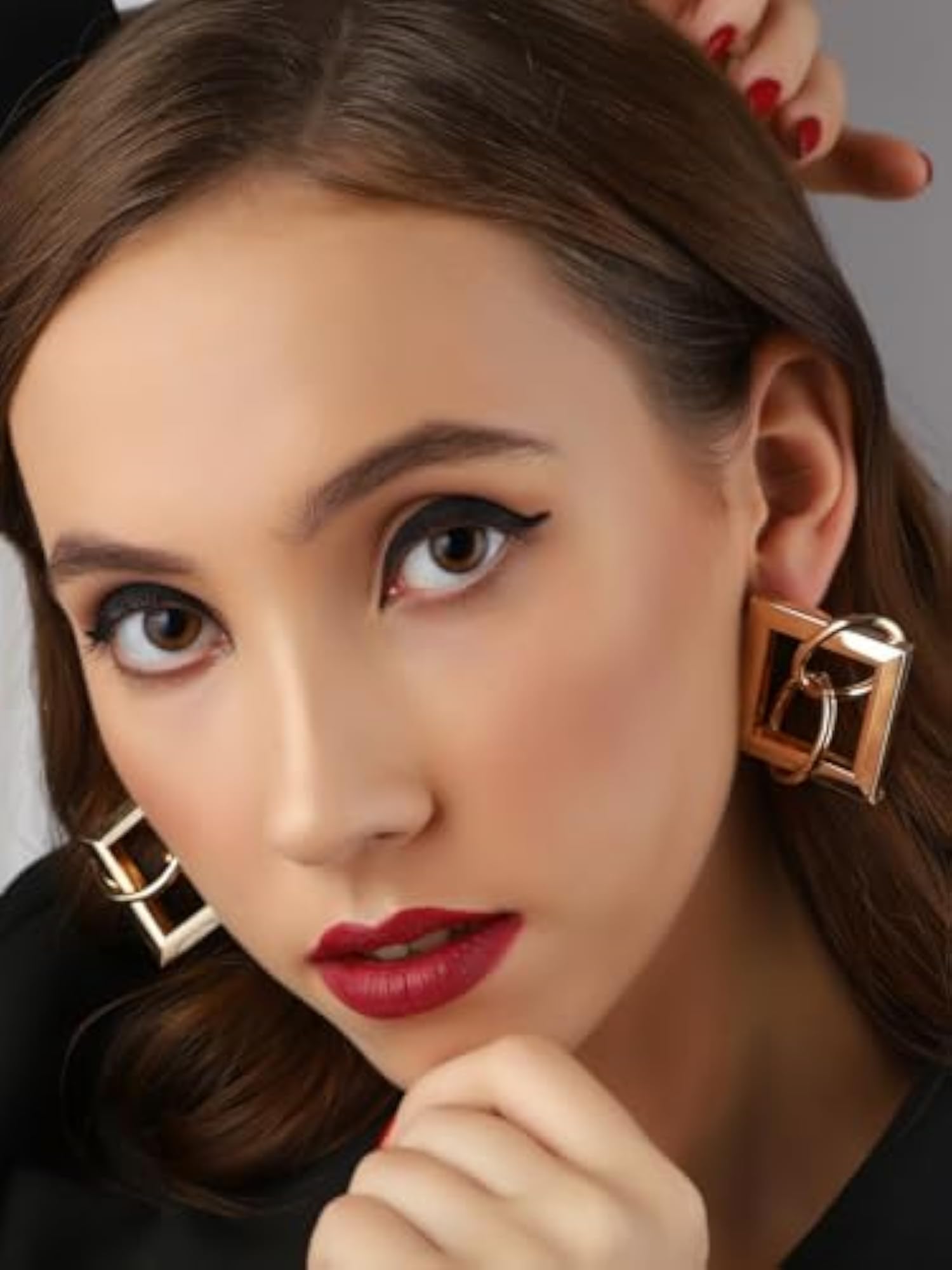 Women's Gold Plated Oxidised Jhumka Earrings, Antique Design