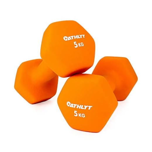 Athlyt ATH-NDB5 Neoprene Dip Hantel Set, 2 x 5 kg, Orange