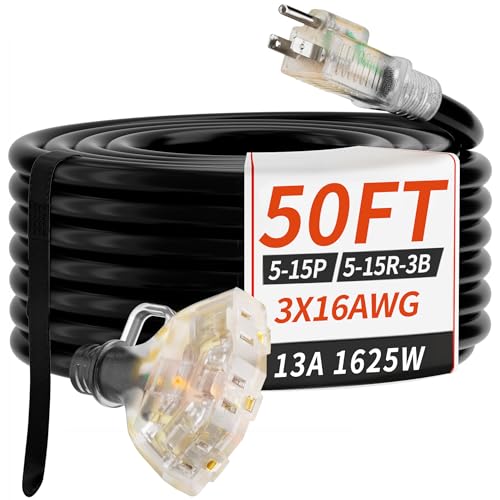 50 FT Outdoor Extension Cord with Multiple Outlets
