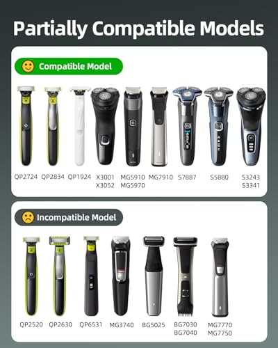Superer 5V USB Ladekabel Passend für Philips One Blade 360 QP2824, QP2834, QP2734, QP2724, QP1924, QP4631, MG7962, S5889, QP6652, MG7930, MG5950, MG3946 Body Trimmer Rasierer Kabel (5V USBA, 2) 3