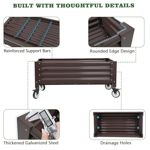 Image of Anleolife Low-Profile Elevated Raised Garden Bed, CafeBronze