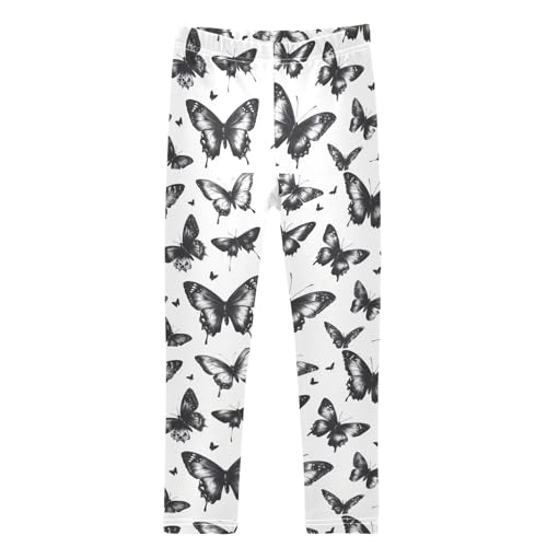 Boccsty Butterflies Black Pattern Girls Leggings Kids Yoga Pants Dance Active Tights 4T
