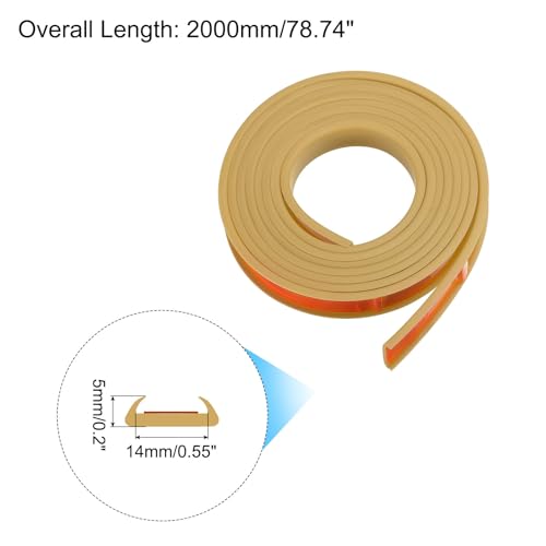 Image of uxcell U Shape Furniture Edge Banding, 2M Self Adhesive Flexible Edging Trim, 5x14mm TPE Edge Guards for Cabinets Furniture Repair Restoration, Beige
