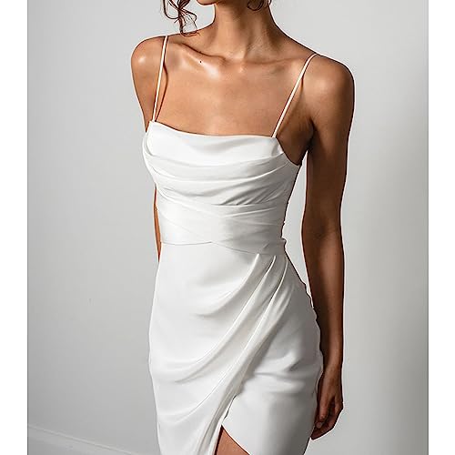 Vestidos Formais Femininos Suspensa Vestido De Noiva Leve, Vestido Sem Nas Costas Acetinado Com