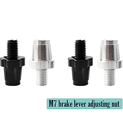 Wdhhnp 4Pcs Brake Lever Adjuster,7Mm Brake Lever Adjustment Screw,Black/Silver Aluminum Alloy Brake Lever Adjustment Screws. #TOP3