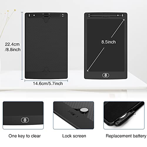 [Paquete de 2] Tableta digitalizadora LCD reutilizable de 8,5 pulgadas, tablero de notas TIQUS con stylus — Negro miniatura 5