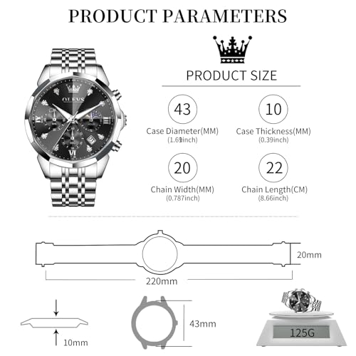 Image of OLEVS Watch Men Stainless Steel Watches Luxury Chronograph Men Wrist Watch | Multifunction,Diamond, Date, Business, Classic,Dress Watch for Men, Gift for Men, reloj de Hombre