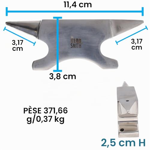Enclume miniature Beadsmith double corne sur l'établi du bijoutier