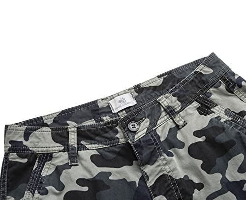 Foursteeds Women's Mid Rise Cotton Multi Pocket Camouflage Cargo Shorts Casual Summer Bermuda Hiking Shorts Grey&Navy Camo Us 16 #TOP2