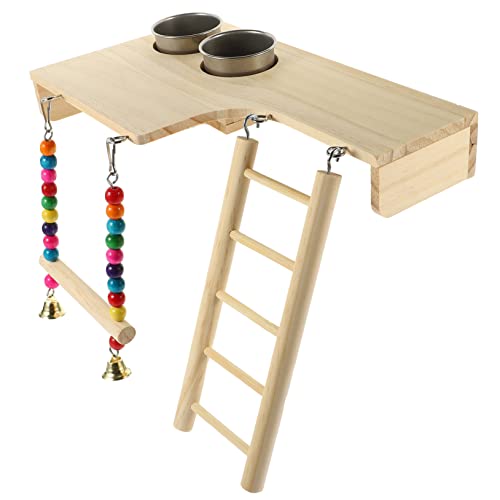 BESPORTBLE Bird Cage Toy Wooden Ladder Swing Bird Perch Platform Bird Ladder Toy Parrot Stand Bird Accessories for Cages